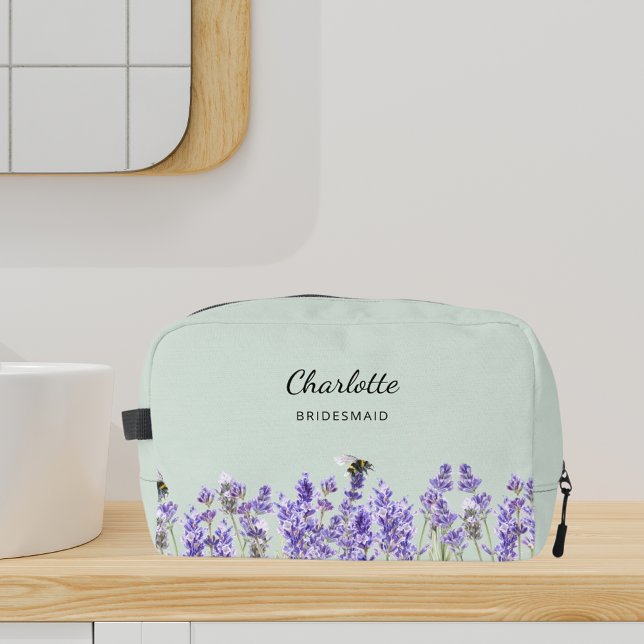 Lavender flowers sage green bridesmaid dopp kit (Creator Uploaded)