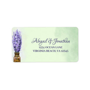Lavender Flowers Sage Green Couple Wedding Address Label