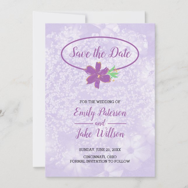 Lavender Flowers Save The Date (Front)