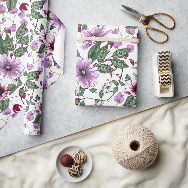 Lavender flowers seamless pattern wrapping paper (Crafts)