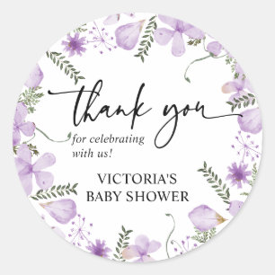 Lavender Flowers Thank You Favor Sticker