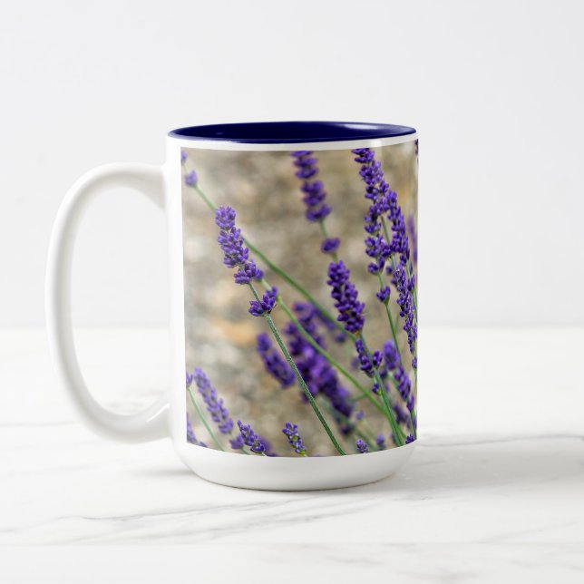 Lavender flowers  Two-Tone coffee mug (Left)