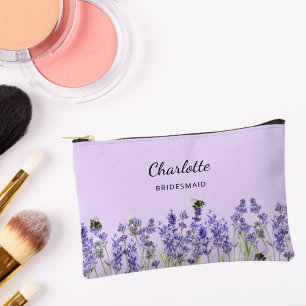 Lavender flowers violet bridesmaid accessory pouch