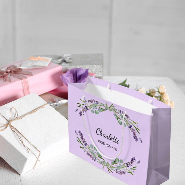 Lavender flowers violet bridesmaid large gift bag (Creator Uploaded)