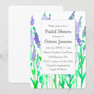 Lavender Flowers Watercolor Bridal Shower Invitation