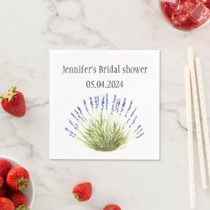 Lavender flowers watercolor herbs Bridal shower Na Napkin