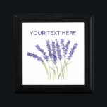 Lavender flowers watercolor herbs purple chic gift box<br><div class="desc">Lavender flowers wooden box. Herbs. Garden. Kitchen décor. Purple flowers. Lavender décor. Lavender painting. Original watercolour painting by artist Monika Howarth. You can personalise it with your name.</div>