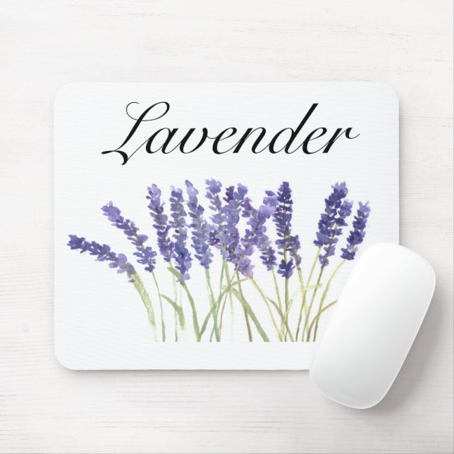 Lavender flowers watercolor herbs purple chic mouse mat (With Mouse)