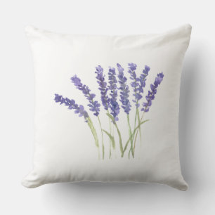 Lavender flowers watercolor herbs purple Violet Cushion
