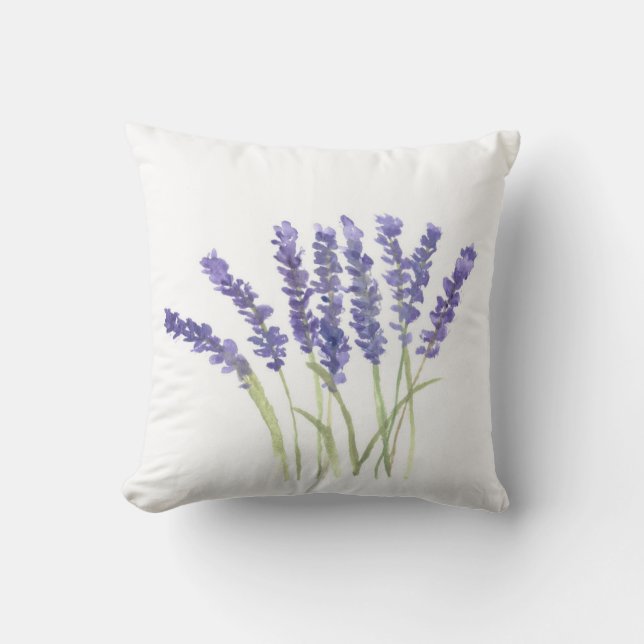 Lavender flowers watercolor herbs purple Violet Cushion (Front)