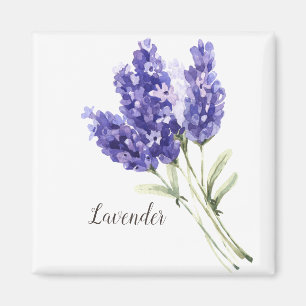 Lavender Flowers Watercolor Magnet