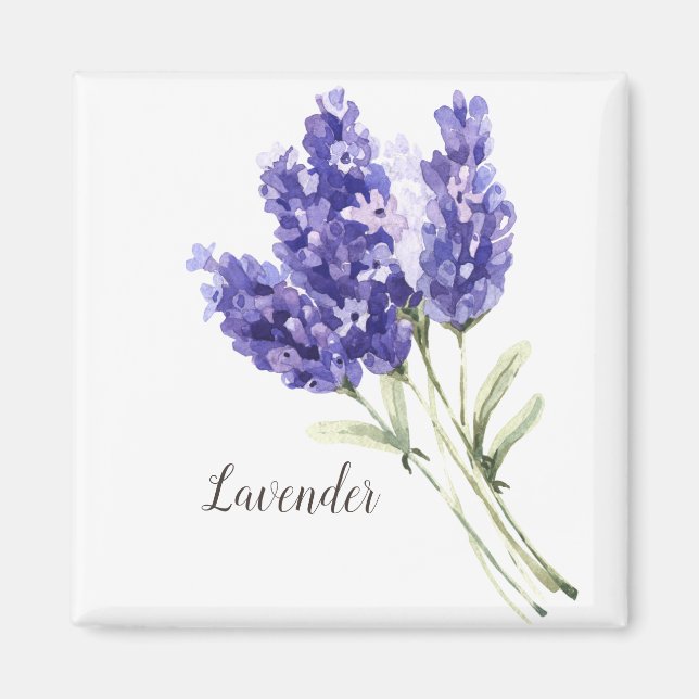 Lavender Flowers Watercolor Magnet (Front)