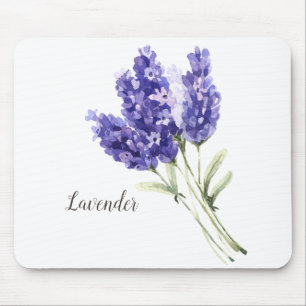 Lavender Flowers Watercolor Mouse Mat