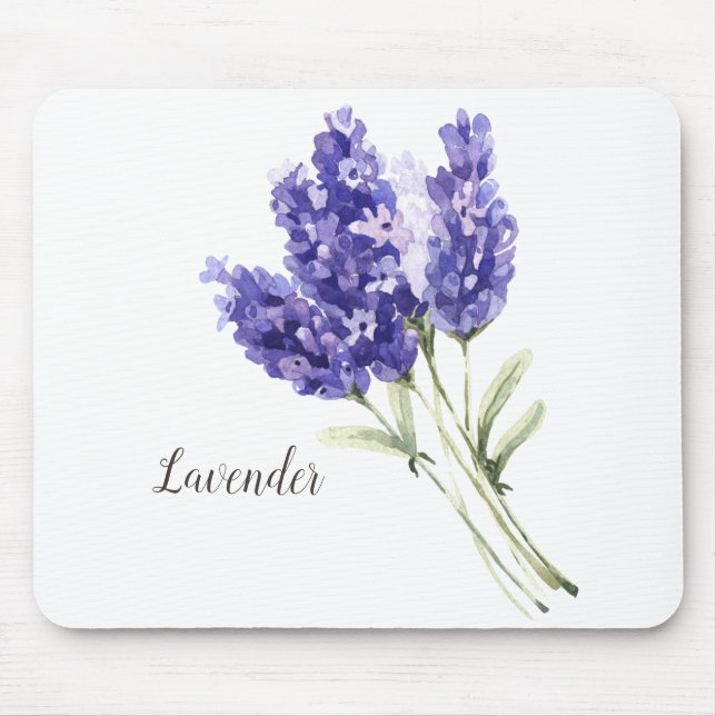Lavender Flowers Watercolor Mouse Mat (Front)
