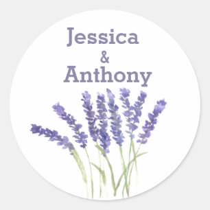 Lavender flowers watercolor rustic herbs  classic round sticker
