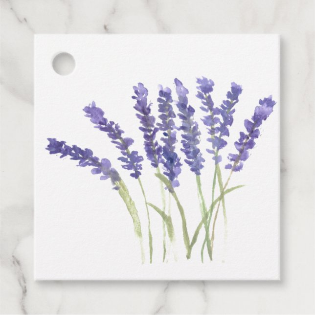 Lavender flowers watercolor rustic herbs  favour tags (Front)
