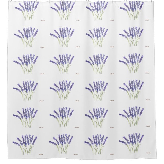 Lavender flowers watercolor rustic herbs  shower curtain (Front)