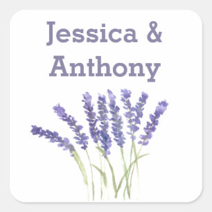 Lavender flowers watercolor rustic herbs square st square sticker