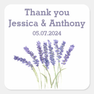 Lavender flowers watercolor rustic herbs square sticker
