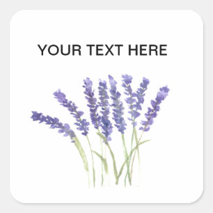 Lavender flowers watercolor rustic herbs square sticker