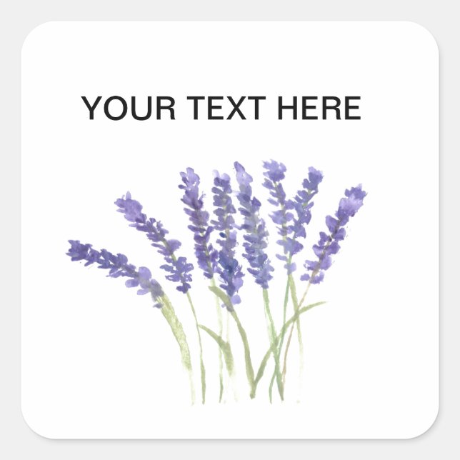 Lavender flowers watercolor rustic herbs  square sticker (Front)