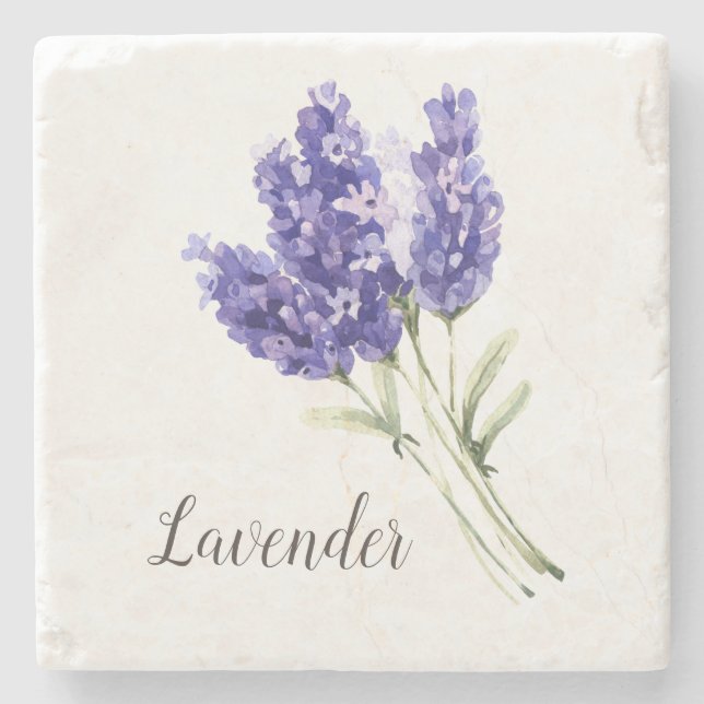 Lavender Flowers Watercolor   Stone Coaster (Front)