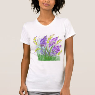 Lavender Flowers Watercolor Women T-Shirt Botani