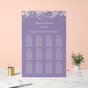 Lavender Flowers Wedding Acrylic Seating Chart