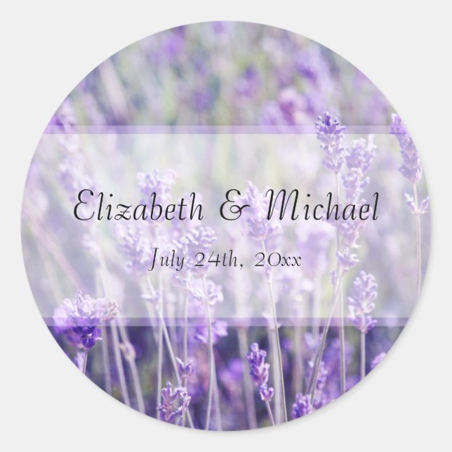 Lavender Flowers Wedding Favour Label (Front)