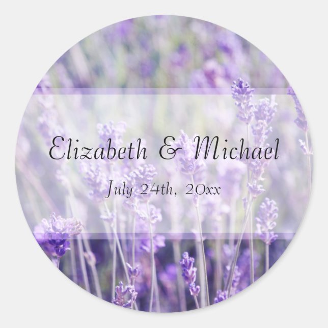 Lavender Flowers Wedding Favour Label (Front)