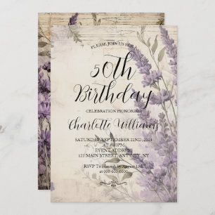 Lavender Flowers Women 50th Birthday Invitation