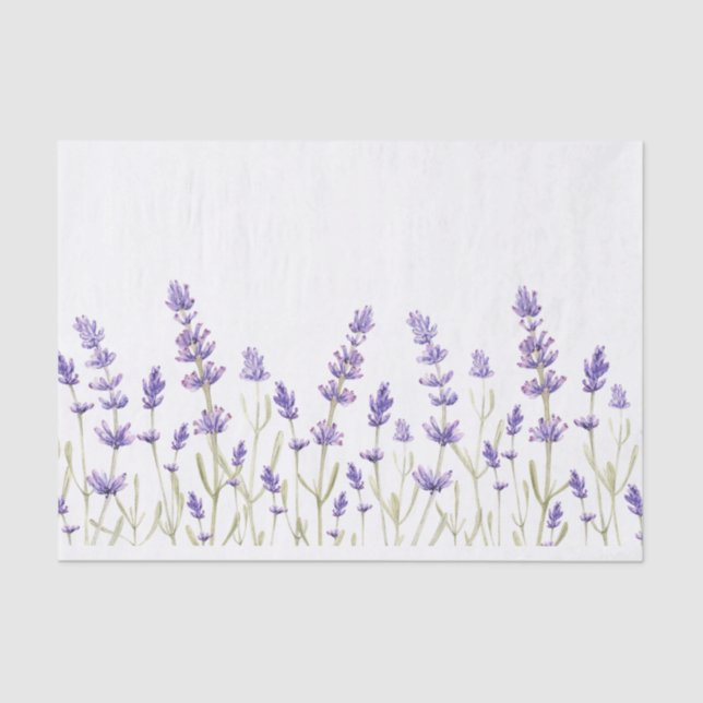 Lavender Flowers Wrapping  Tissue Paper (Front)