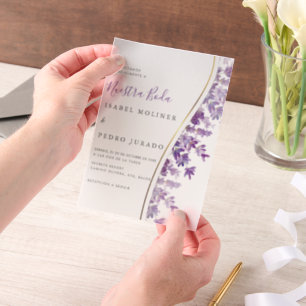 Lavender Foliage Nuestra Boda Spanish Wedding Vellum Invitations