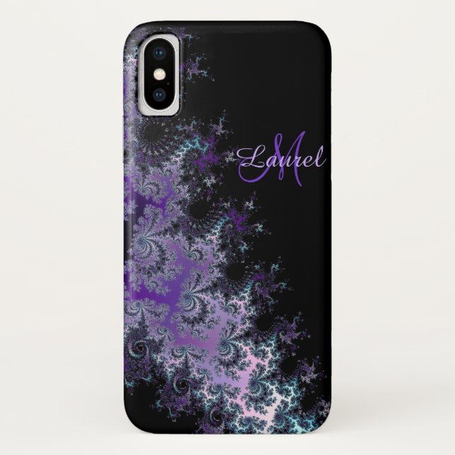 Lavender Fractal Sash Personalised iPhone X Case (Back)