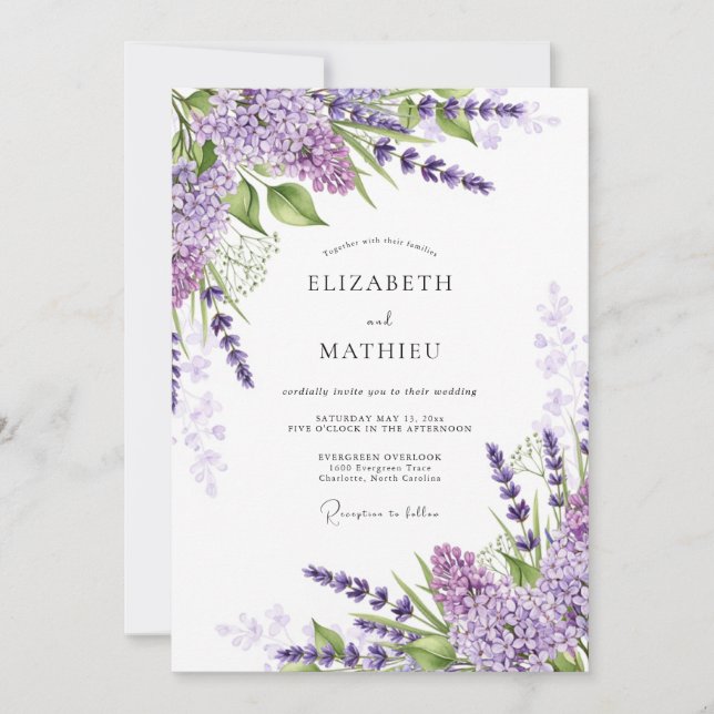 Lavender Fragrant Spring Wedding Invitation (Front)