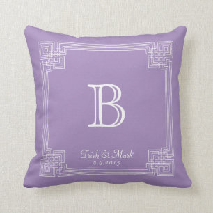 Lavender Frame Monogram Wedding Pillow