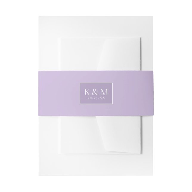 Lavender Frame White Text ID990 Invitation Belly Band (Front Example)