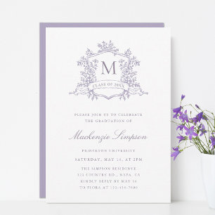 Lavender French Crest Graduation Party Invitation