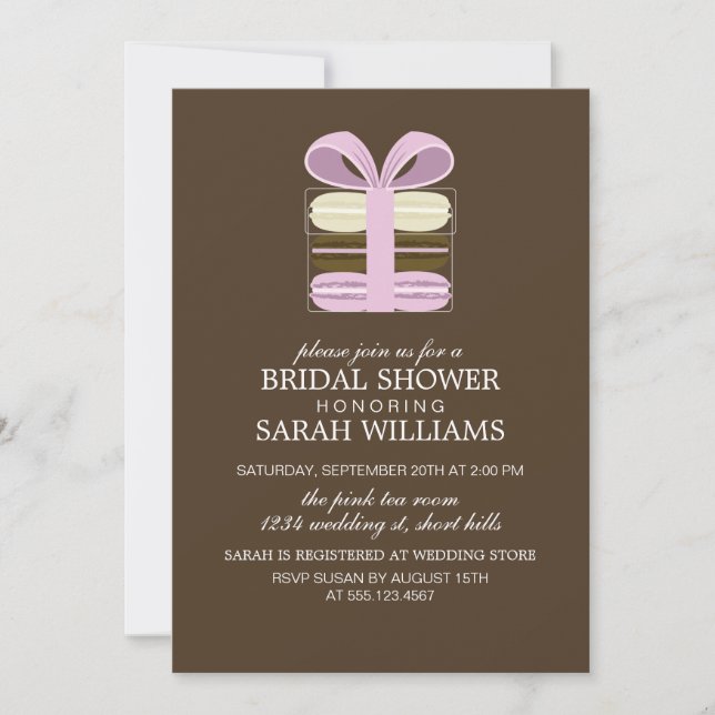 Lavender French Macarons Bridal Shower Invitation (Front)