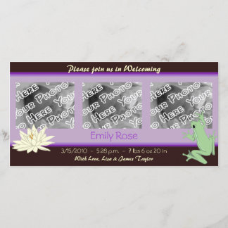 Lavender Frog and Lotus Birth Announcements