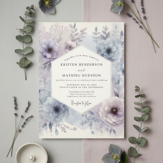 Lavender Frost Floral Elegance Wedding Invitation (Creator Uploaded)