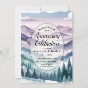 Lavender Frost in the Alpine Mist Anniversary Invitation