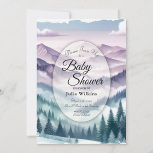 Lavender Frost in the Alpine Mist Baby Shower Invitation