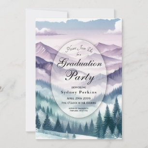 Lavender Frost in the Alpine Mist Graduation Invitation