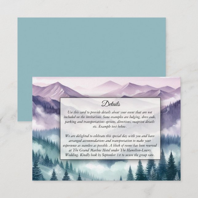 Lavender Frost in the Alpine Mist Wedding Enclosure Card (Front/Back)