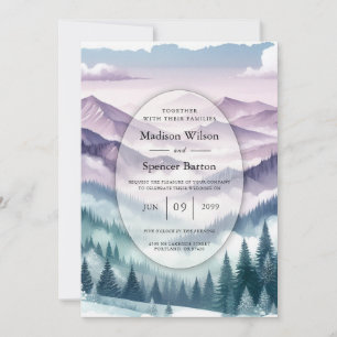 Lavender Frost in the Alpine Mist Wedding Invitation