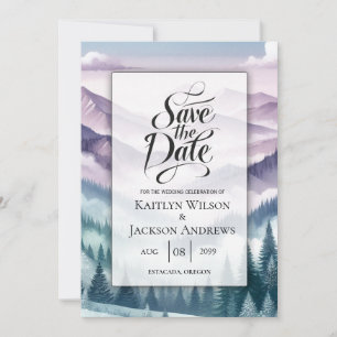 Lavender Frost in the Alpine Mist Wedding Save The Date