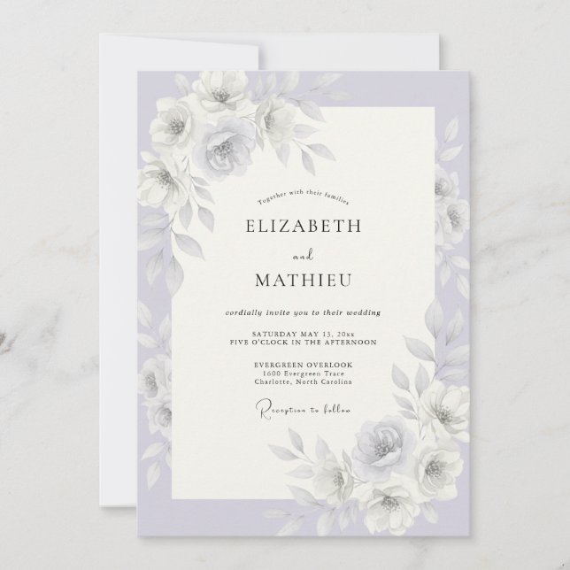 Lavender Frosty Winter Wedding Invitation (Front)