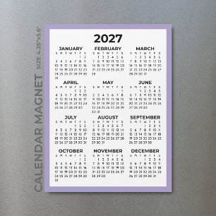 Lavender Full Year View 2027 Magnetic Calendar