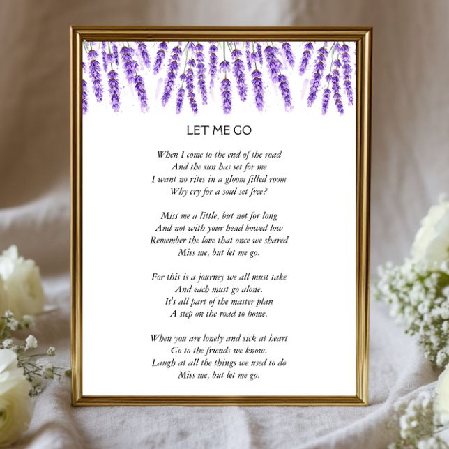 Lavender Funeral Celebration of Life Poem Sign (Creator Uploaded)